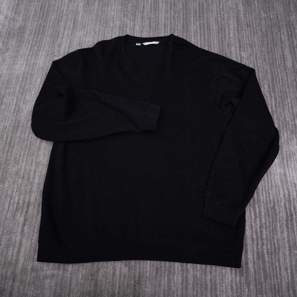 Cutter & Buck Sweatshirt Mens XXL Black Excellent Pima Cotton V-Neck Pullover